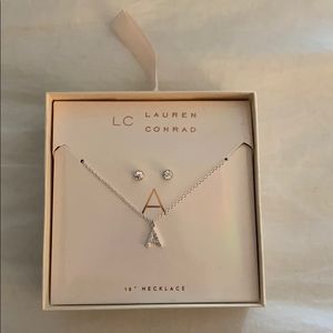 Lauren Conrad “A” necklace and earrings